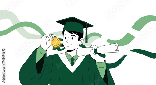 Academic Achievement Depicted: Celebrating Graduation With Honors and Award Recognition