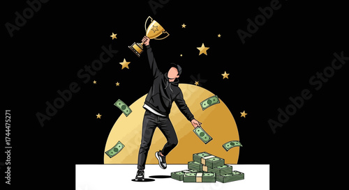 Achieving Financial Success: Rising Above With a Trophy and Financial Freedom Celebration