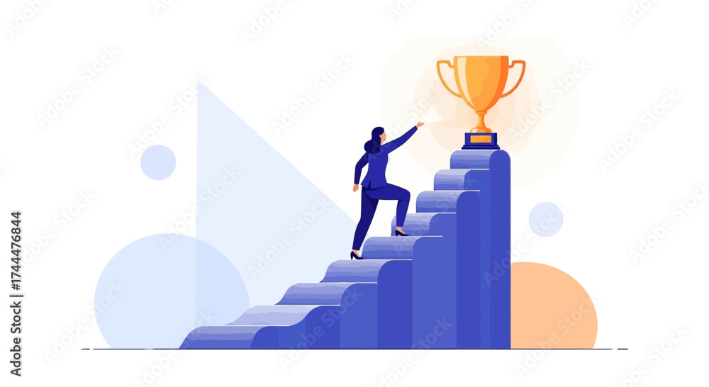 Fototapeta premium Achieving goals, reaching success in business, career aspirations, and personal growth