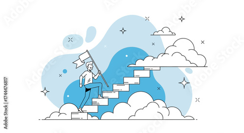 Achieving Goals With Ambition Depicted In A Dynamic Illustration of Success