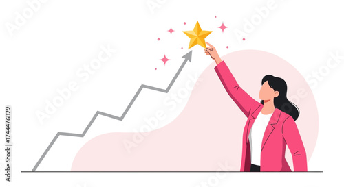 Achieving Goals With Success, Reaching The Star, Achieving Success, And Reaching Goals