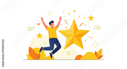 Achieving Success: A Cheerful Person Celebrates Achieving A Significant Milestone Proudly