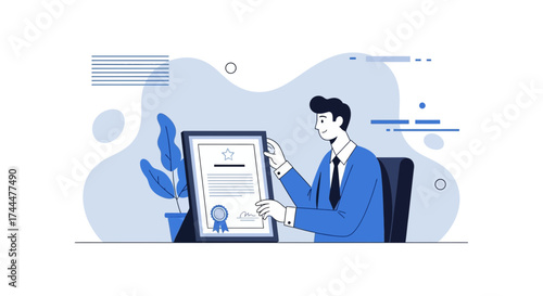 Achieving Success: A Professional Man Holding A Certificate of Accomplishment