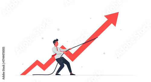 Ambitious Professional Steadfastly Driving Upward The Business Trend Chart With Effort