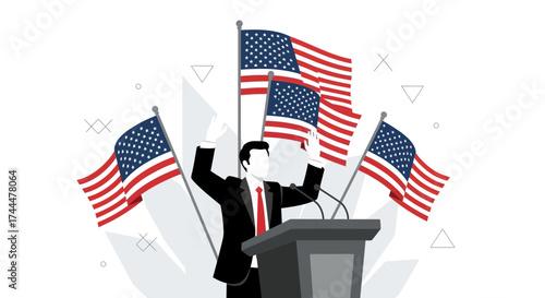 American Patriotic Presentation Illustrating Leadership and National Pride Through Graphics