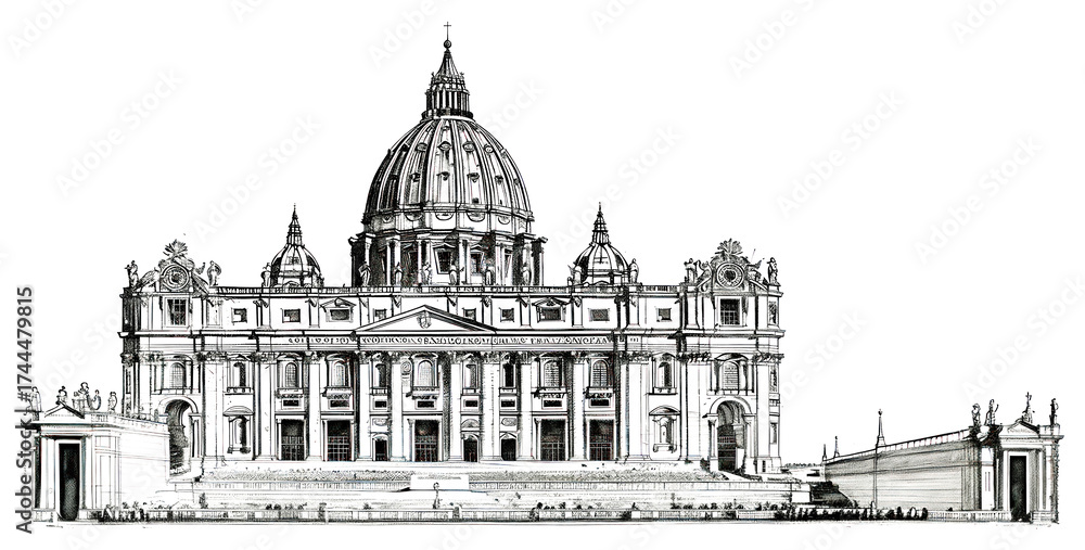 Obraz premium PNG Detailed sketch of historic architecture