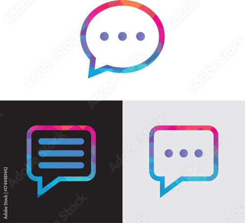 Chat Bubble Logo. Modern Conversation and Communication Icon Vector.