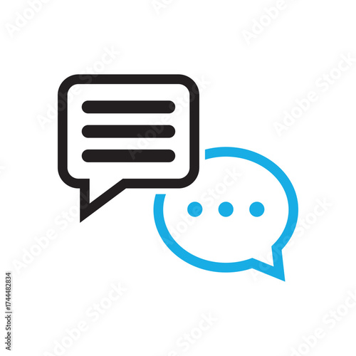 Chat Bubble Logo. Modern Conversation and Communication Icon Vector.