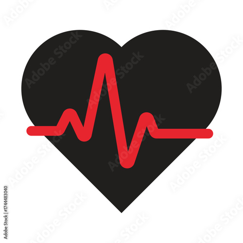 Heartbeat Logo with Red ECG Line. Medical, Health Care, and Fitness Vector Icon