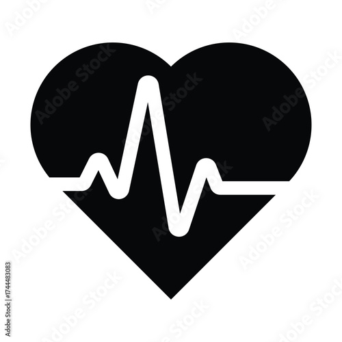 Heartbeat Logo with Red ECG Line. Medical, Health Care, and Fitness Vector Icon