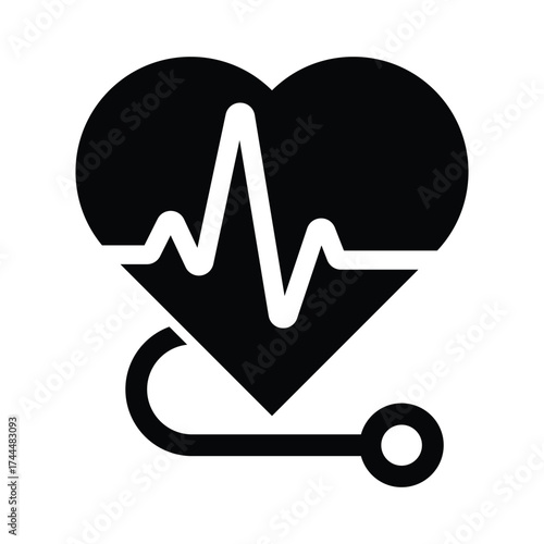 Heartbeat Logo with Red ECG Line. Medical, Health Care, and Fitness Vector Icon
