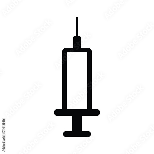 Injection Icon Silhouette. Medical Syringe Symbol for Healthcare and Vaccination.