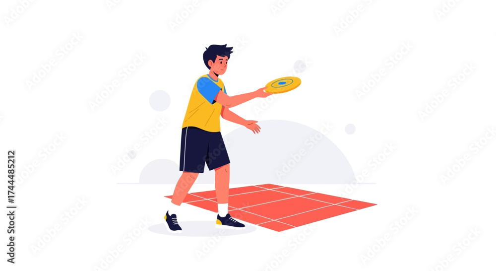 Obraz premium Athlete Playing Disc Toss Sport During A Sunny Day And Having Fun Outdoors