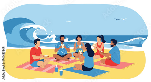 Beachside Gathering Brings Friends Together For Sunlight And Delicious Food Moments
