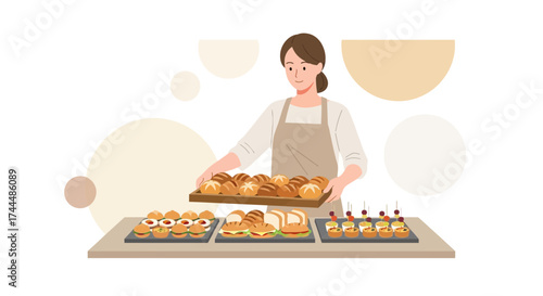Baker Presenting Selection Of Baked Goods And Gourmet Bites For Cafes And Restaurants