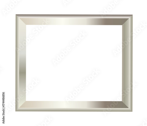 Shiny Silver Picture Frame Landscape Orientation Vector Illustration on White