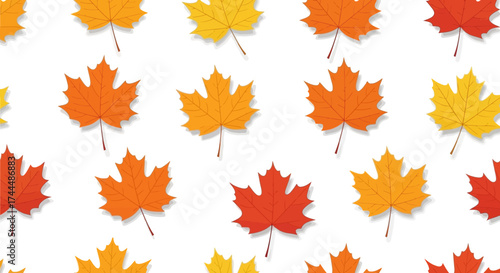 Vibrant Seamless Pattern of Autumn Maple Leaves in Warm Hues A Festive Background for Fall Season Designs and Seasonal Celebrations