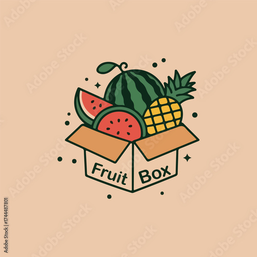 Wooden fruit box overflowing with fresh, colorful fruits and vegetables, symbolizing healthy eating, organic produce, and natural goodness, ideal for markets, farms, or delivery services.
