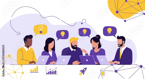 Brainstorming Ideas And Collaboration in a Modern Office with Diverse Individuals