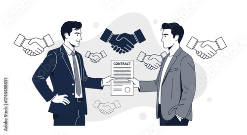 Business Deal: Agreement Handshake, Contract Signing, Partnership, and Successful Ventures.