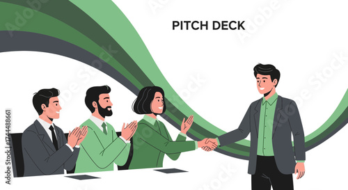 Business deal and teamwork illustration for pitch deck presentation and success