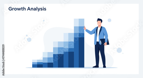 Business Growth Analysis Concept Depicted by a Chart and a Business Professional
