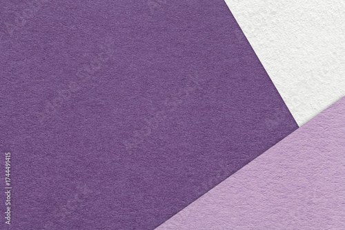 Abstract dark purple, white and violet paper background with copy space. Template for presentation, banner, card design