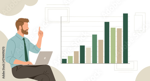Business Person Interpreting Statistics And Analysis Of Data Presentation And Growth Chart
