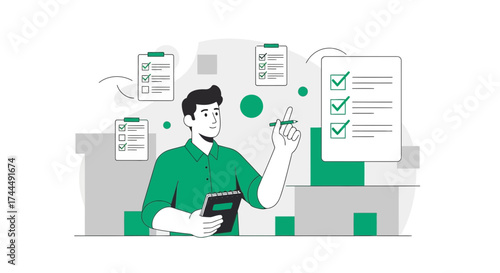 Business Process Checklist And Planning Strategy With Completion Verification