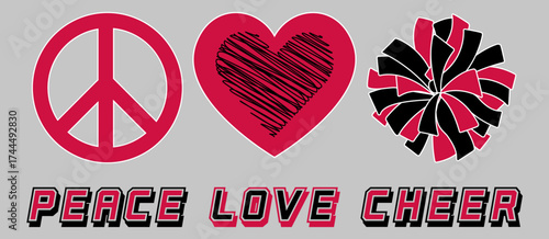 Cheerleader illustration. Chicago Peace Love Cheer Vector illustration.