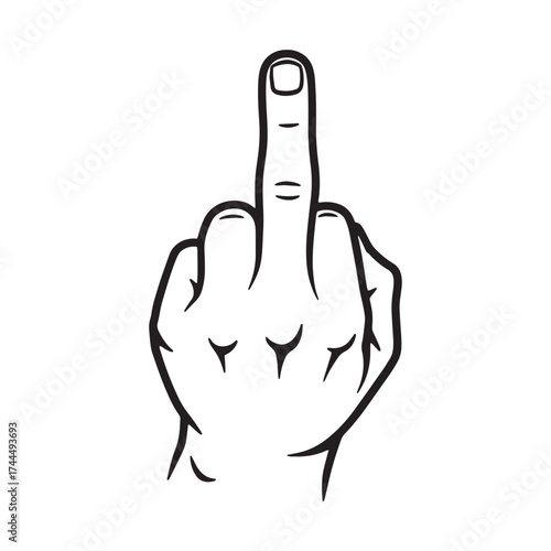 Hand gesture of flipping the bird with finger raised