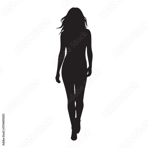 Silhouette of a woman walking towards the viewer female