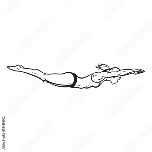 Woman swimmer in a streamlined pose illustration swimming