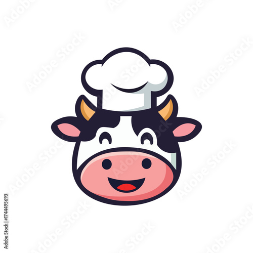 Cute chef hat with a smiling face, symbolizing cooking, culinary arts, food, and hospitality, ideal for restaurants, catering, cooking schools, or food product brands.
