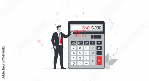 Business professional using a calculator to analyze and solve finance problems