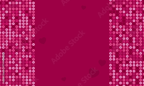 Love pink sequins, paillettes, spangles. Illusory romantic background. Vector illustration for magical or even unreal charm or beauty