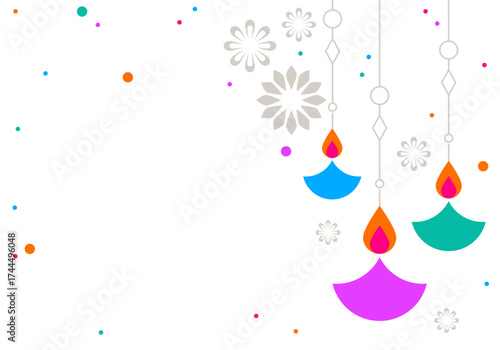 Diwali festival of lights. Happy Diwali background. Vector illustration. Celebration with candles. Indian holiday greeting card