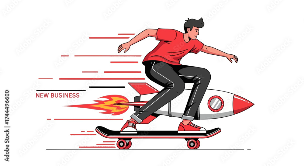 Fototapeta premium Business Startup Concept: Accelerating New Ventures Towards Rapid Growth Successfully