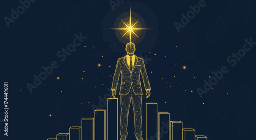 Business Vision Of Success: Shining Conceptual Illustration Amongst Geometric Elements