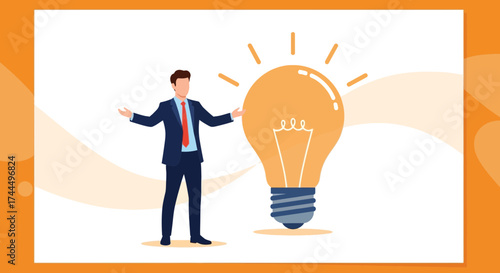 Business Vision Unveiled: The Corporate Executive Illuminated by a Giant Incandescent Light Bulb