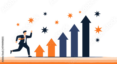 Business Success: Achieving Goals Through Dynamic Upward Trends In Financial Growth