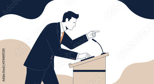 Businessman Addressing Audience With Determination, Pointing a Finger During a Presentation