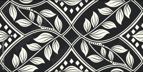 Luxury Ornamental Floral Vector Pattern | Black and White Decorative Swirl and Geometric Tile for Fashion, Fabric, Carpet, Interior and Graphic Design | Timeless Digital Art Texture