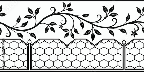 Luxury Ornamental Floral Vector Pattern | Black and White Decorative Swirl and Geometric Tile for Fashion, Fabric, Carpet, Interior and Graphic Design | Timeless Digital Art Texture