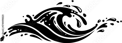 Abstract Black & White Water Logo - Splash, Waves, Droplet
