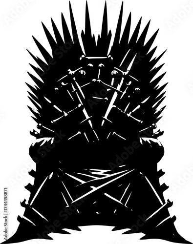 Black and White: Intricate Throne of Blades – A Stark Symbol of Power
