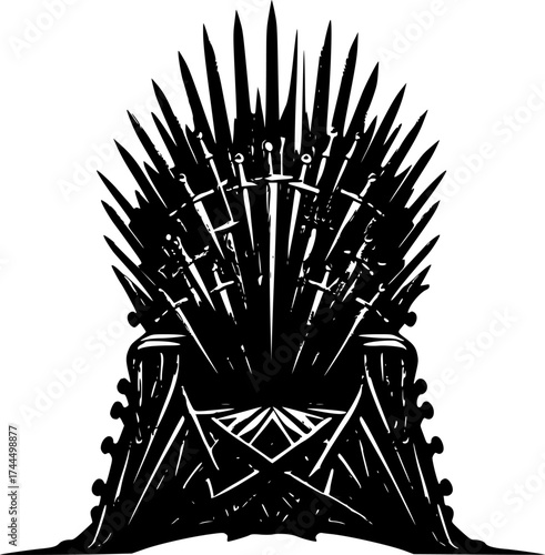 Black and White: Intricate Throne of Blades – A Stark Symbol of Power
