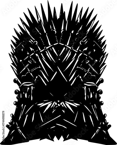 Black and White: Intricate Throne of Blades – A Stark Symbol of Power
