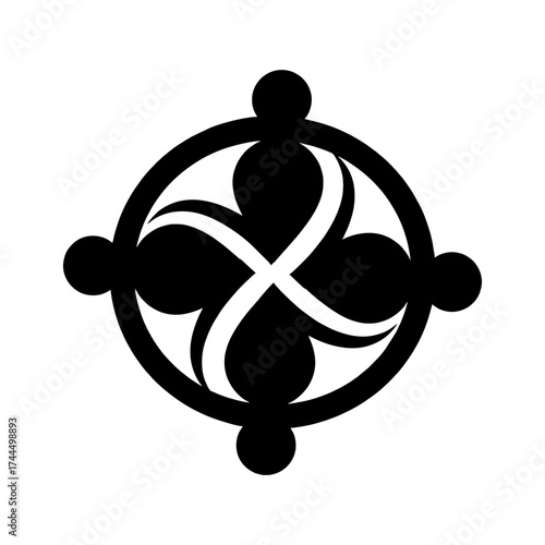 Black vector illustration of a crown of thorns symbol with tribal design and cross element for tattoo or decoration art
