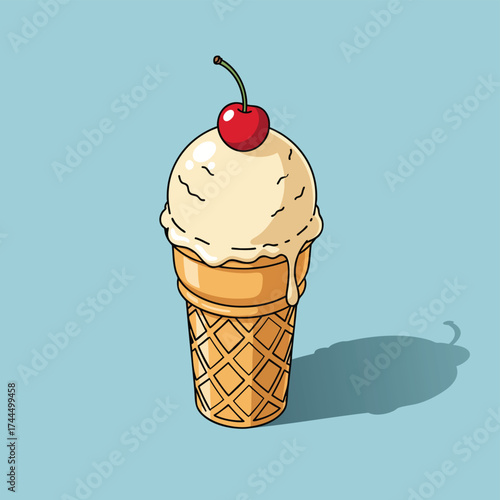  vector of ice cream on a cone 